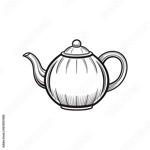 Elegant Teapot: A classic teapot illustration, evoking a sense of refinement and tranquility.