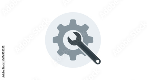 Gear and Wrench: Symbolizing Technical Support and Mechanical Problem-Solving Expertise in Engineering Visuals