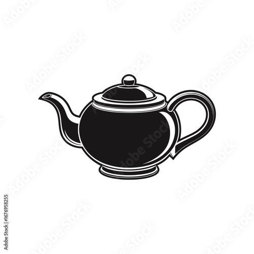 Elegant Teapot Silhouette: An elegant, monochrome silhouette of a teapot, capturing a sense of timeless design. The teapot embodies serenity and a love for the simpler things in life.