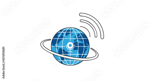 Global Telecommunications Network Symbol:  Illustration of a connected world through wireless technology, representing a global network and