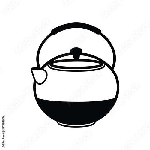 Monochrome Teapot: A simple, elegant black and white illustration of a classic teapot, ready to infuse and share moments of warmth and comfort.