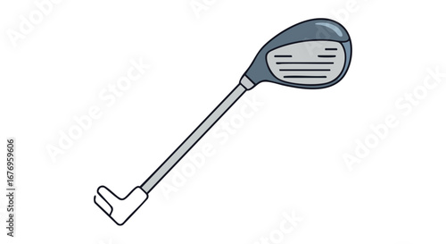 Whimsical golf club illustration against a stark white background evoking a sense of simple recreational activity and cartoonish appeal