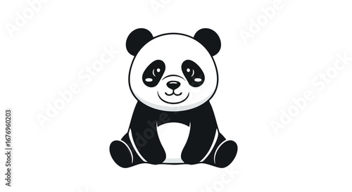 Delightful Panda Illustration: Adorable Cartoon Character with Simple Design for Children's Content and Decorative Purposes