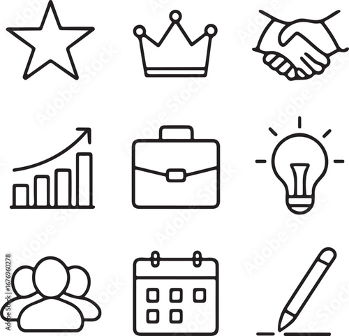 Business Icons Vector Set Office Work Success Leadership Design