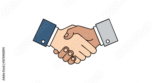 Illustration of diverse hands shaking, symbolizing partnership, cooperation, and business agreement reaching, connecting across cultures and
