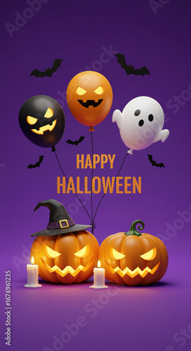 Halloween Pumpkins Balloons Bats Ghost Candles jack o lantern pu