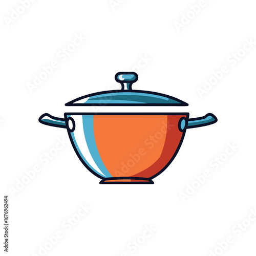 Sizzling Culinary Vessel: A vibrant orange wok, expertly rendered in a graphic style, stands ready to ignite culinary creations, embodying the essence of cooking and the art of gastronomy.
