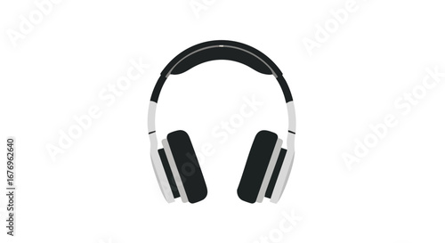 Sleek audio companion: black and white headphones in a minimalist vector illustration, designed for immersive listening sessions and stylish