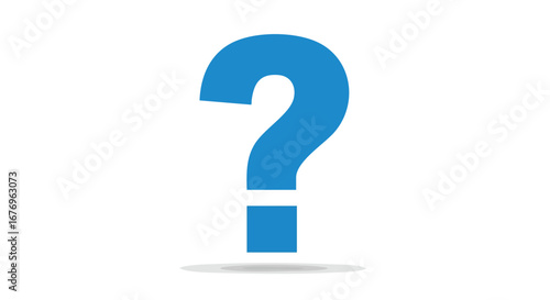 Vibrant blue question mark standing alone symbolizing inquiry and uncertainty in a clean presentation