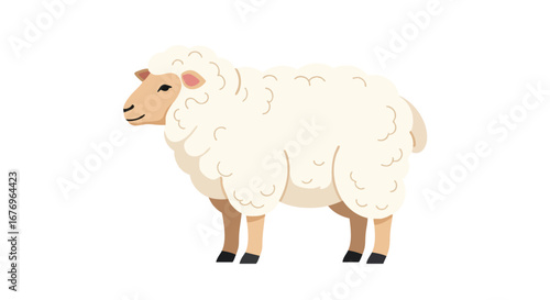 Stylized illustration of a sheep, depicting pastoral serenity and rustic charm suitable for educational materials, and children's