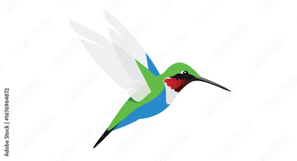 Obraz premium Stylized hummingbird vector illustration, featuring vibrant colors and a sleek design perfect for nature or wildlife projects and creative artwork