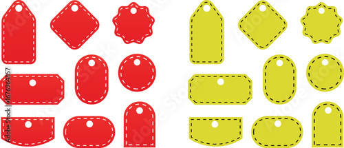 Vector Set of Colorful Price Tags with Stitching Design – EPS Labels Collection