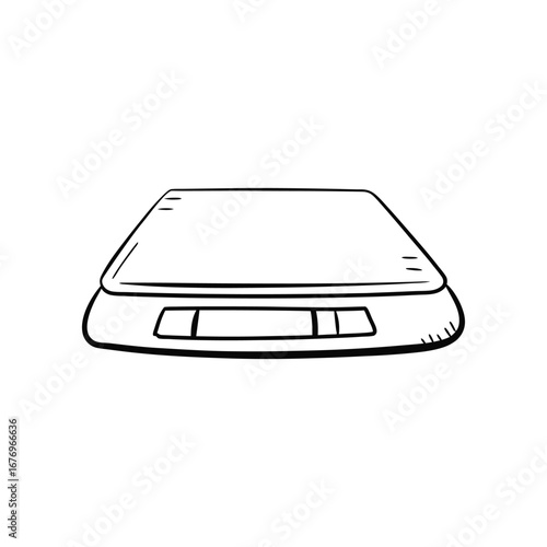  Precision in Measure: A minimalist sketch of an electronic scale, symbolizing accuracy and precision in culinary arts, laboratory experiments, or retail.