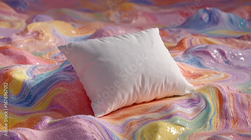 Wallpaper Mural White pillow on a colorful abstract background Torontodigital.ca