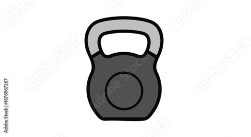 Stylized kettlebell illustration on white background, fitness equipment and gym accessory for strength and conditioning workout