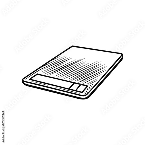 Precision Scale Illustration: A detailed line art illustration of a precision scale, the essence of accuracy and measurement, evoking the fundamental principles of balance and exactness.