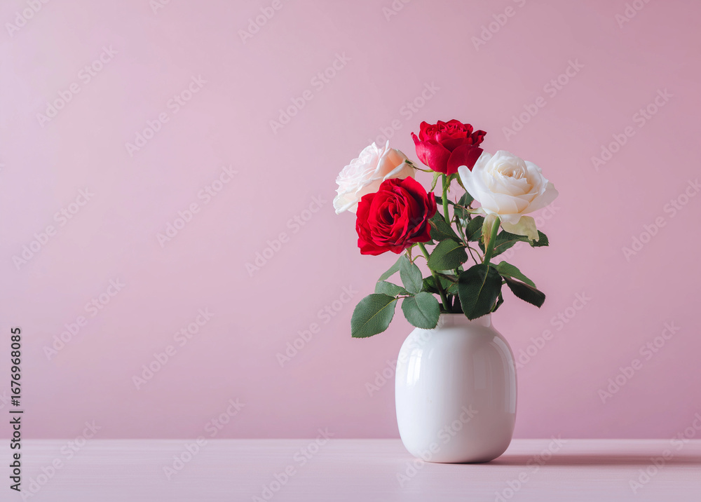 Fototapeta premium minimalist plain white and light pinkish background for product photography with just one object as the highlight, soft natural lighting,