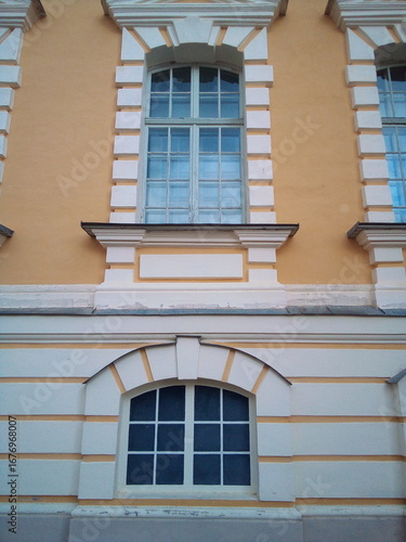 Fragment of the facade wall of the old Rundale Castle in Latvia