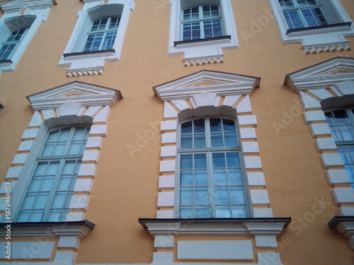 Fragment of the facade wall of the old Rundale Castle in Latvia