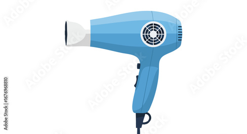 Hair Dryer Illustration with Simple Design and Light Blue Tone for Style and Beauty Projects