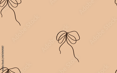 Minimal Ribbon Bow Seamless Pattern — Elegant Line Art
