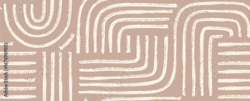 Abstract geometric print trendy aesthetic organic brush seamless pattern.