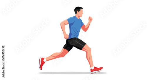 Vector illustration of a male athlete in full sprint, showcasing speed and agility, perfect for fitness and sport-related designs, ideal for health