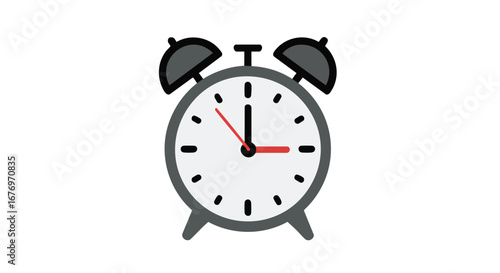 Whimsical alarm clock illustration with retro design elements symbolizing deadlines and punctuality depicted in a simple flat style