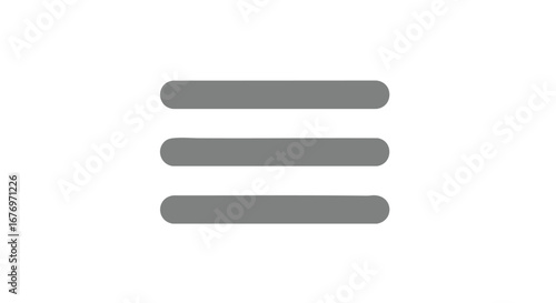 Monochromatic representation of a hamburger menu symbol for website and app interface design indicating expandable content lists in gray color scheme