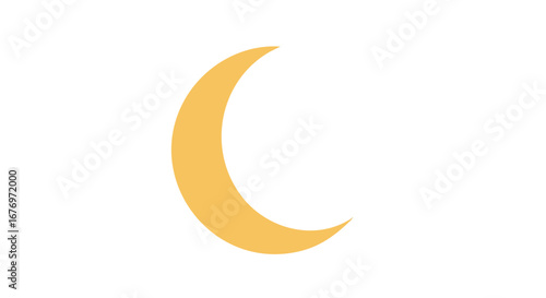 Minimalist golden crescent moon illustration on a white background for astronomy and celestial design projects conveying serene beauty and simplicity