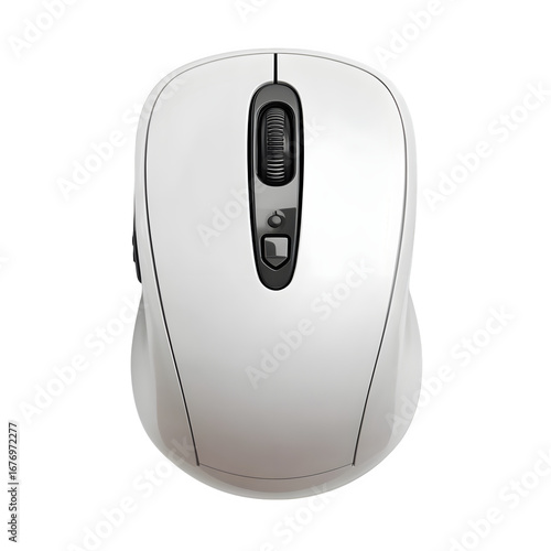 White wireless computer mouse, isolated on transparent background