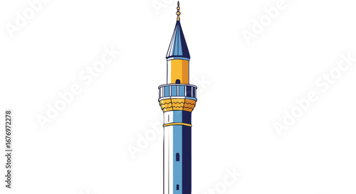Stylized architectural rendering presenting the elegant design of a minaret structure