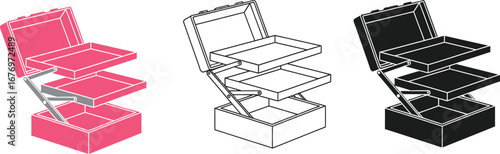 Pink makeup box organizer storage cosmetic case illustration