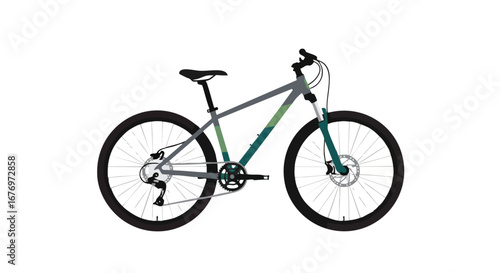 Vector illustration showcasing a stylized mountain bike with a sleek frame design, perfect for outdoor adventures and fitness promotions