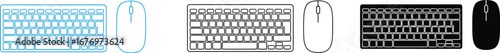 Wireless keyboard and mouse set for desktop computer vector