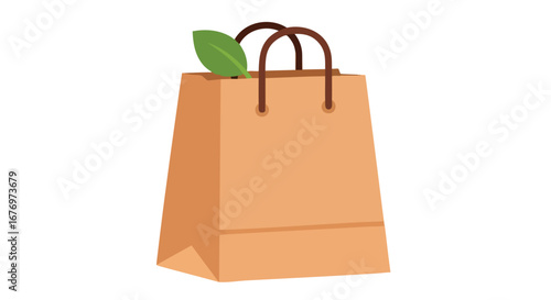 Ecological Shopping Bag with Leaf Emphasizing Sustainability and Environmentally Friendly Practices for Consumers and Retailers alike