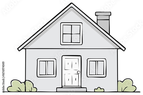 Charming Home Illustration With A Front Door and Windows