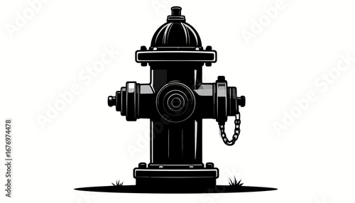 Black and White Fire Hydrant Silhouette Simple Vector Illustration for Design and Education