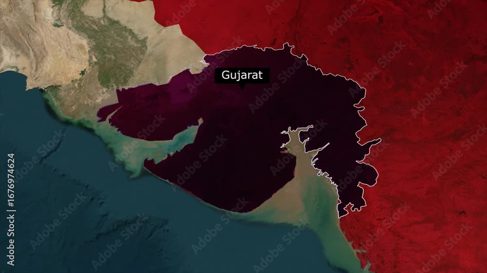 Gujurat map highlight animation, India state location zoom, political ...