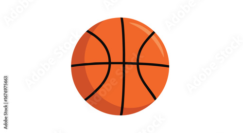 Isolated orange basketball with black lines on white, symbolic of sports and teamwork for educational or illustrative purposes in design and content