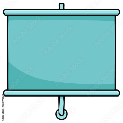 Blue Cartoon Projection Screen with Metal Rod and Handle