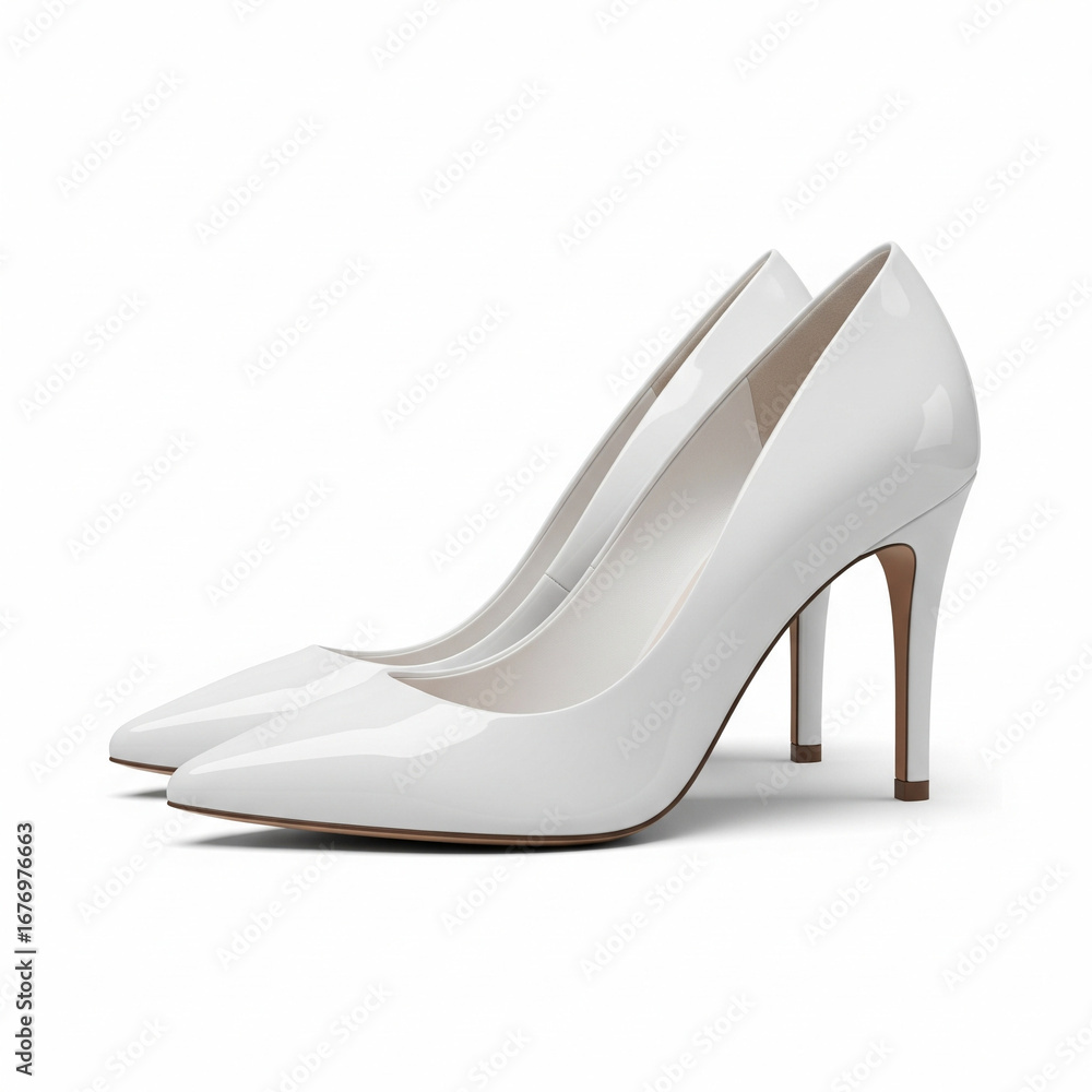 Obraz premium White High Heels, isolated on a white background