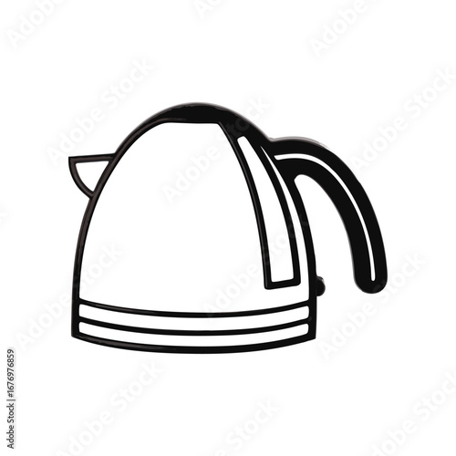 Electric Kettle: Simple line art showcases a modern electric kettle design, perfect for kitchen and culinary themes. 