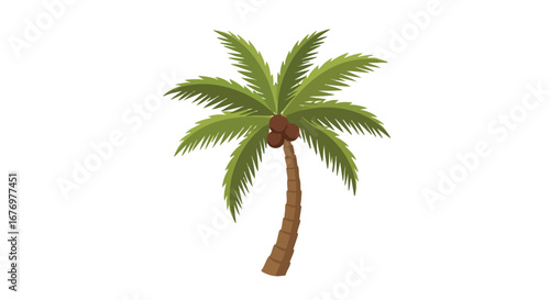 Stylized coconut tree with tropical allure, vector art for exotic designs, perfect for vacation themes and summer illustrations showcasing island