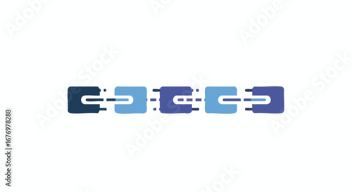 Interconnected segments in a simple design showing unity and linking with a clear minimalist style emphasizing connection, technology, and graphical