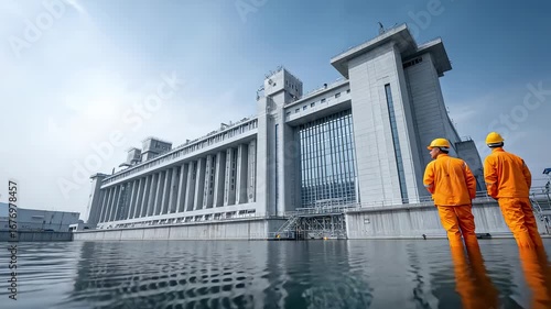 Hydropower Station Engineers Inspecting Water Facilities