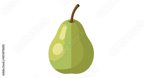 A Crisp Green Pear: Simple Vector Illustration on White Background for Freshness, Purity and healthy eating