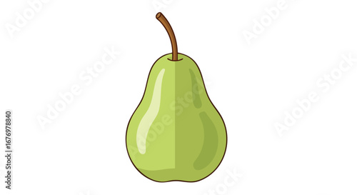 Isolated cartoon pear with stem on white background evoking freshness and minimalist style perfectly suited for design elements and visual content