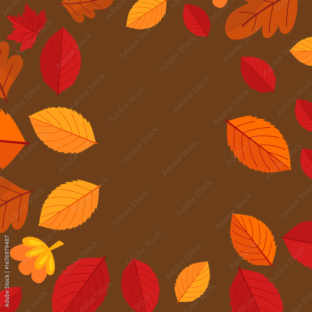 Obraz premium Autumn background. Thanksgiving and Harvest Day. Leaf fall horizontal banner. Watercolor maple leaves border. Vector illustration