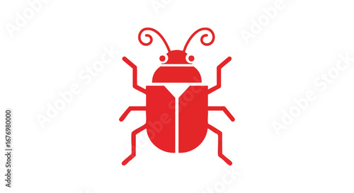 Vivid Vermin: A Red Insect Illustration Depicting Simplicity and Modern Design on White Background